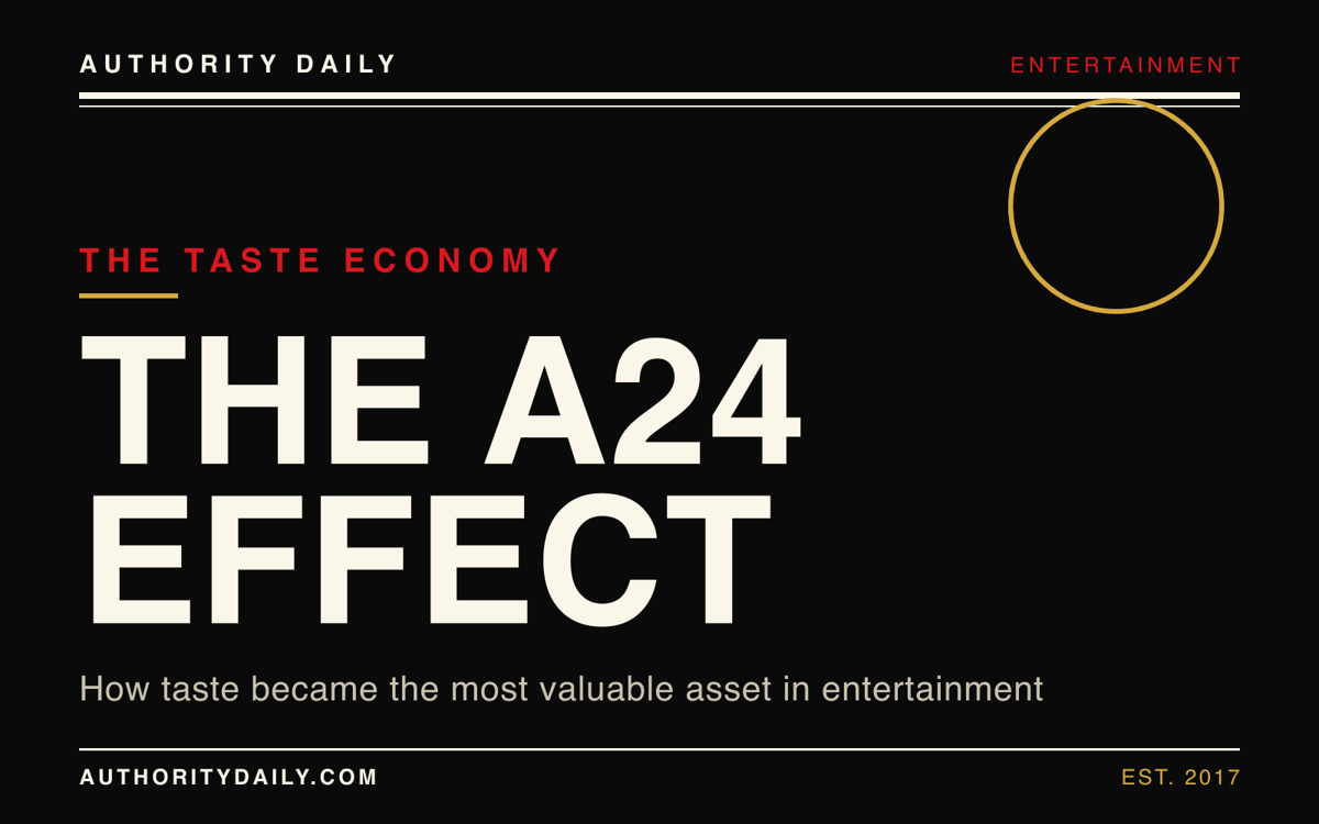 Editorial cover reading The A24 Effect in bold display type on a dark plate
