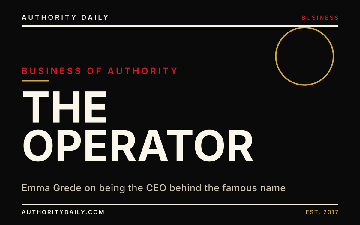 Editorial cover reading The Operator in bold cream type on a black ground