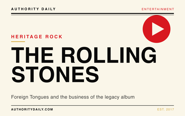 Editorial cover reading The Rolling Stones over a record motif