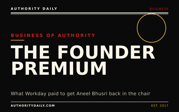 Editorial cover reading The Founder Premium in bold type